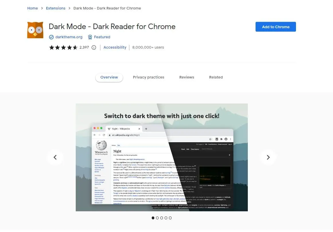 Dark Mode - Dark Reader for Сhrome