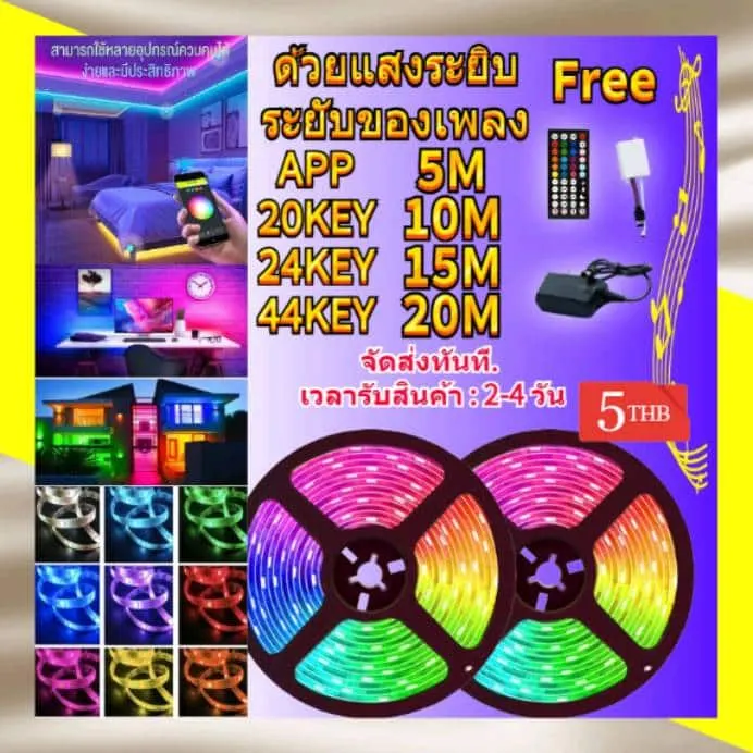 ไฟเส้น Led ไฟแต่งห้อง Led เปลี่ยนสีได้